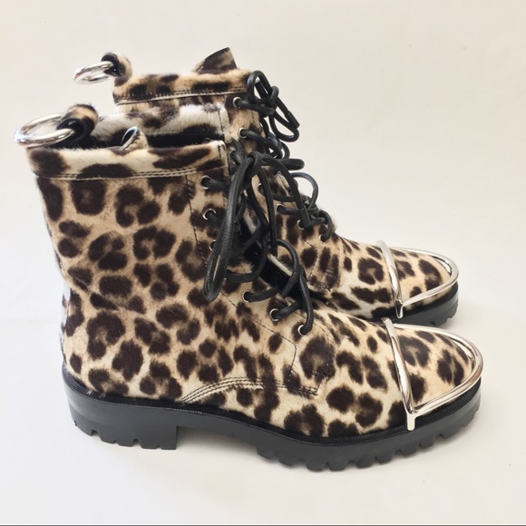 Alexander Wang Lyndon Leopard Print Combat Boots - Picture 4 of 8